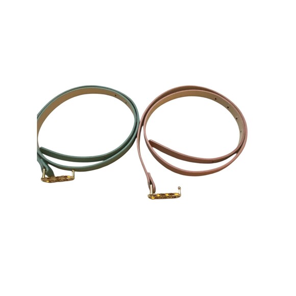 Belts Set Of 2 Matching Pink And Light Green - Picture 3 of 4